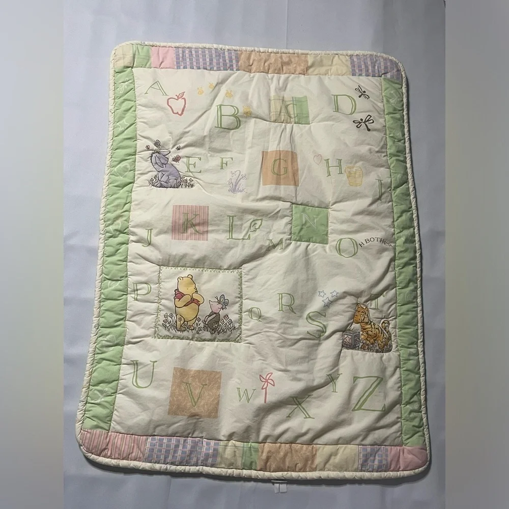 WINNIE THE POOH CLASSIC VINTAGE CRIB BLANKET, IVORY COLOR 40”X 30”
